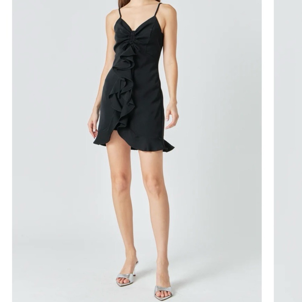New Endless Rose Black Ruffled Mini Dress